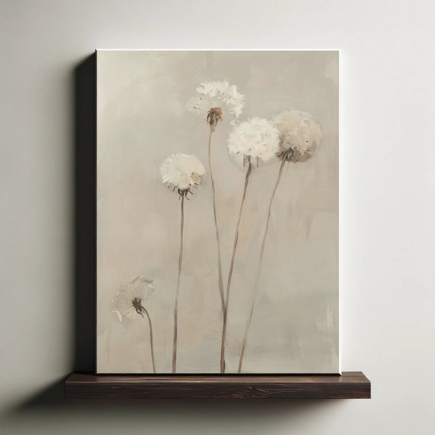 Canvas print of white flowers on a neutral background