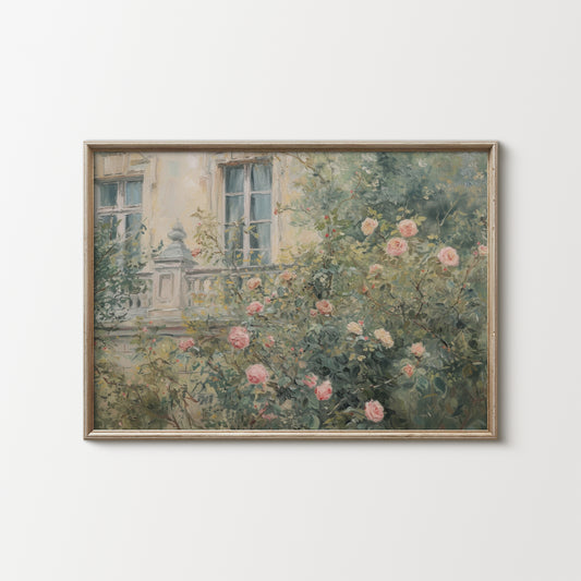 Victorian Rose Garden Oil Painting (Digital Download)