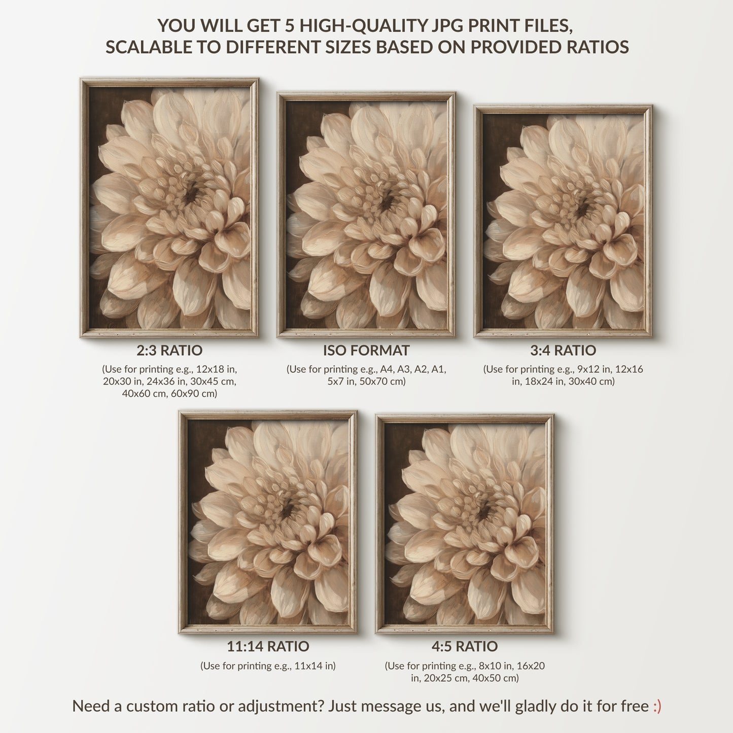 Rustic Dahlia Floral Still Life Wall Art (Digital Download)