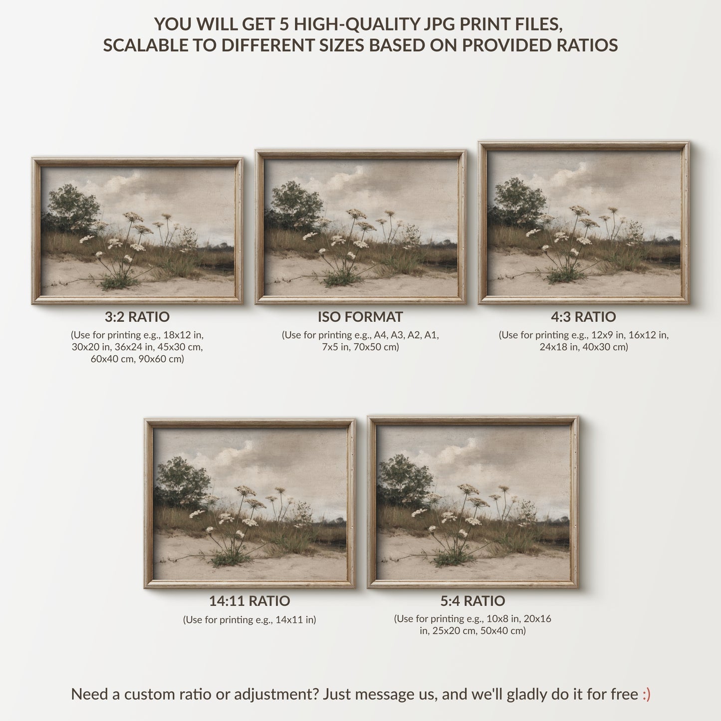Muted Summer Wildflower Landscape Printable Wall Art (Digital Download)