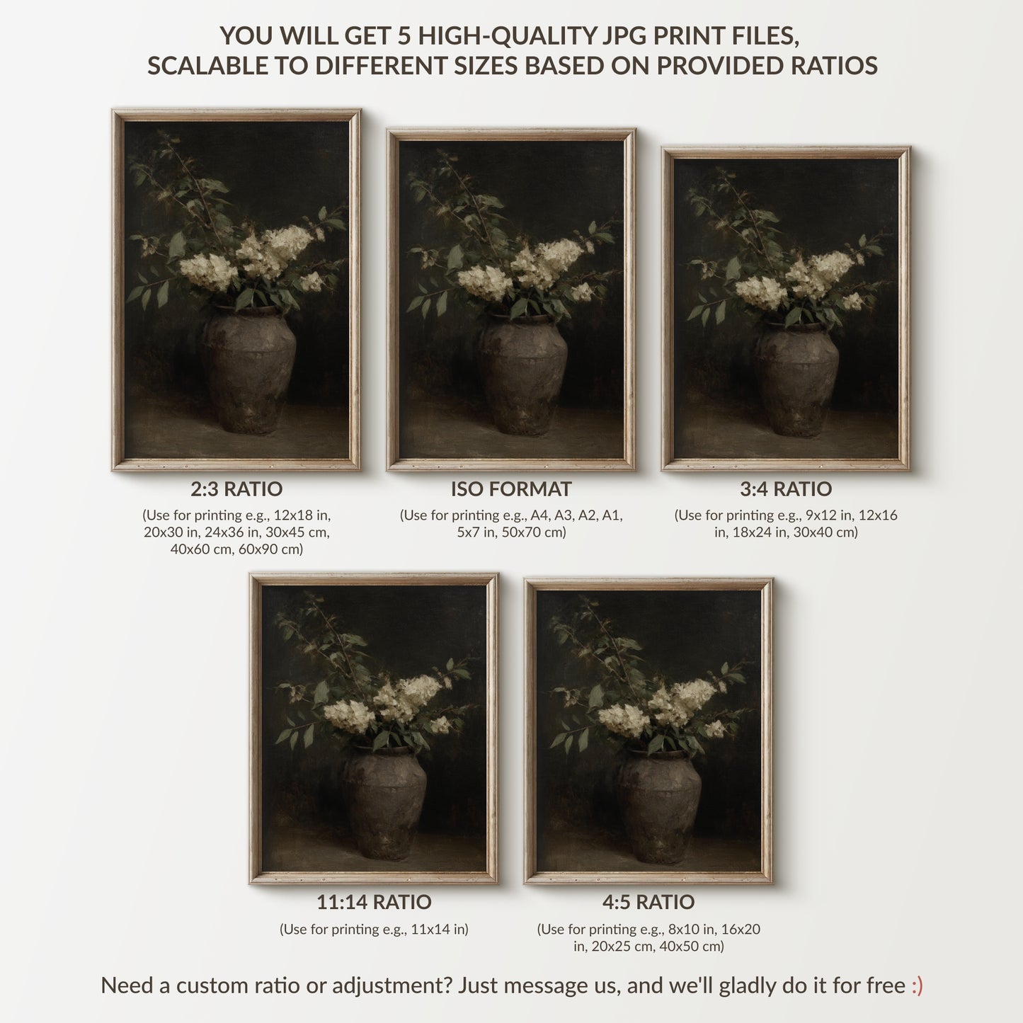 Farmhouse Dark Kitchen Painting: Floral Still Life (Digital Download)