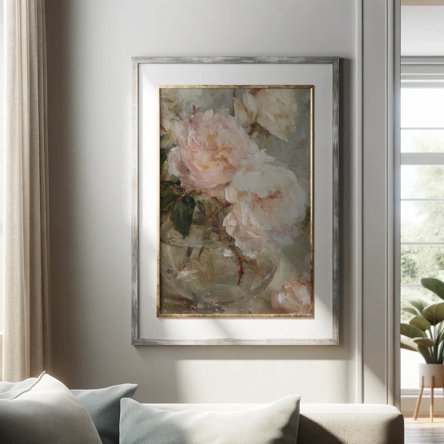 Vintage Pink Peony Oil Painting (Digital Download)