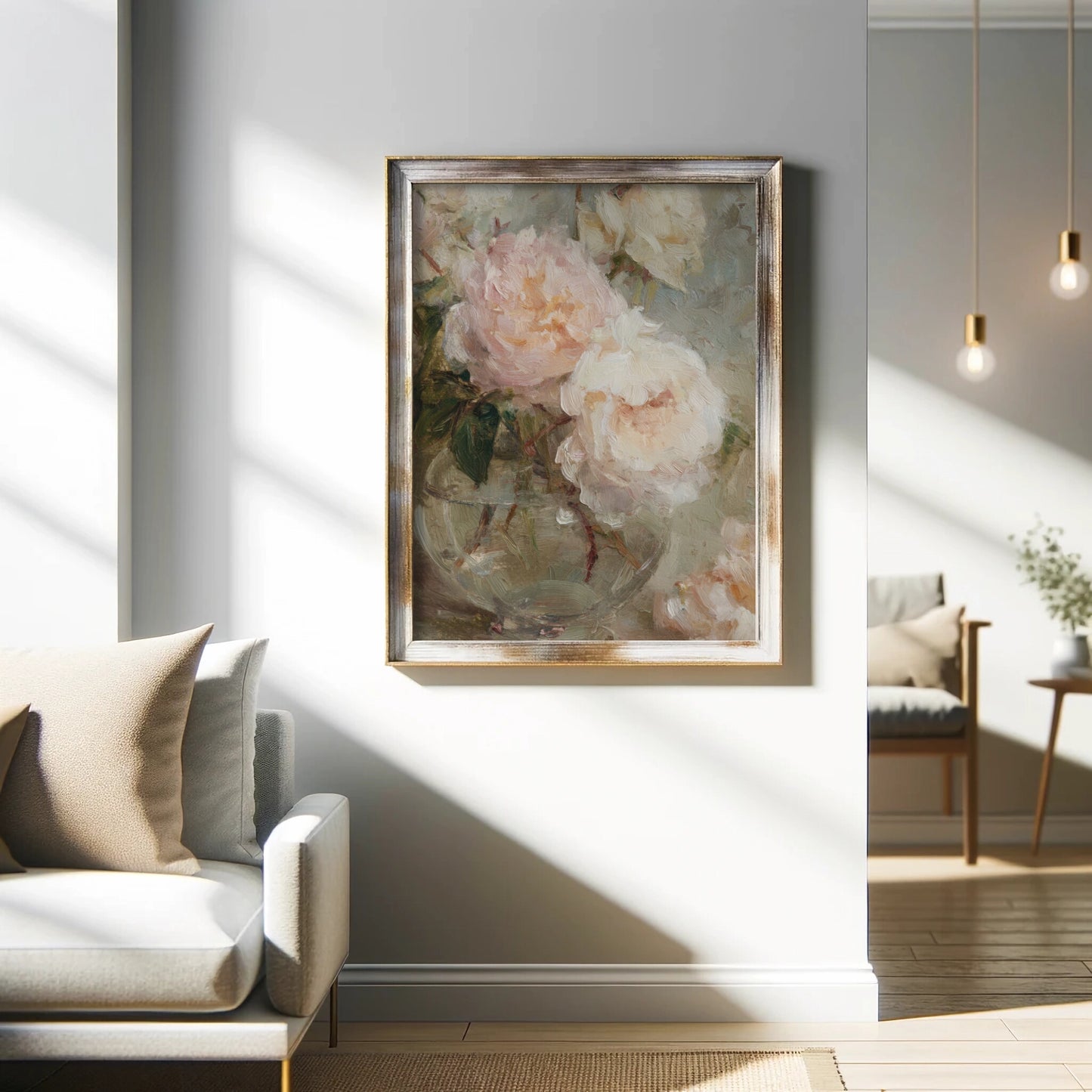 Vintage Pink Peony Oil Painting (Digital Download)