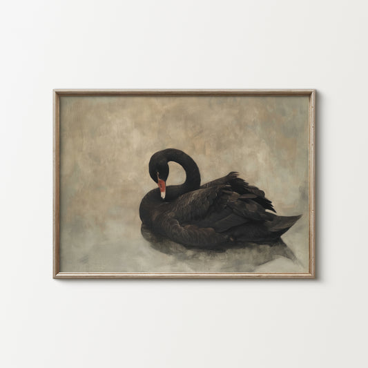 Black Swan Watercolor Painting (Digital Download)