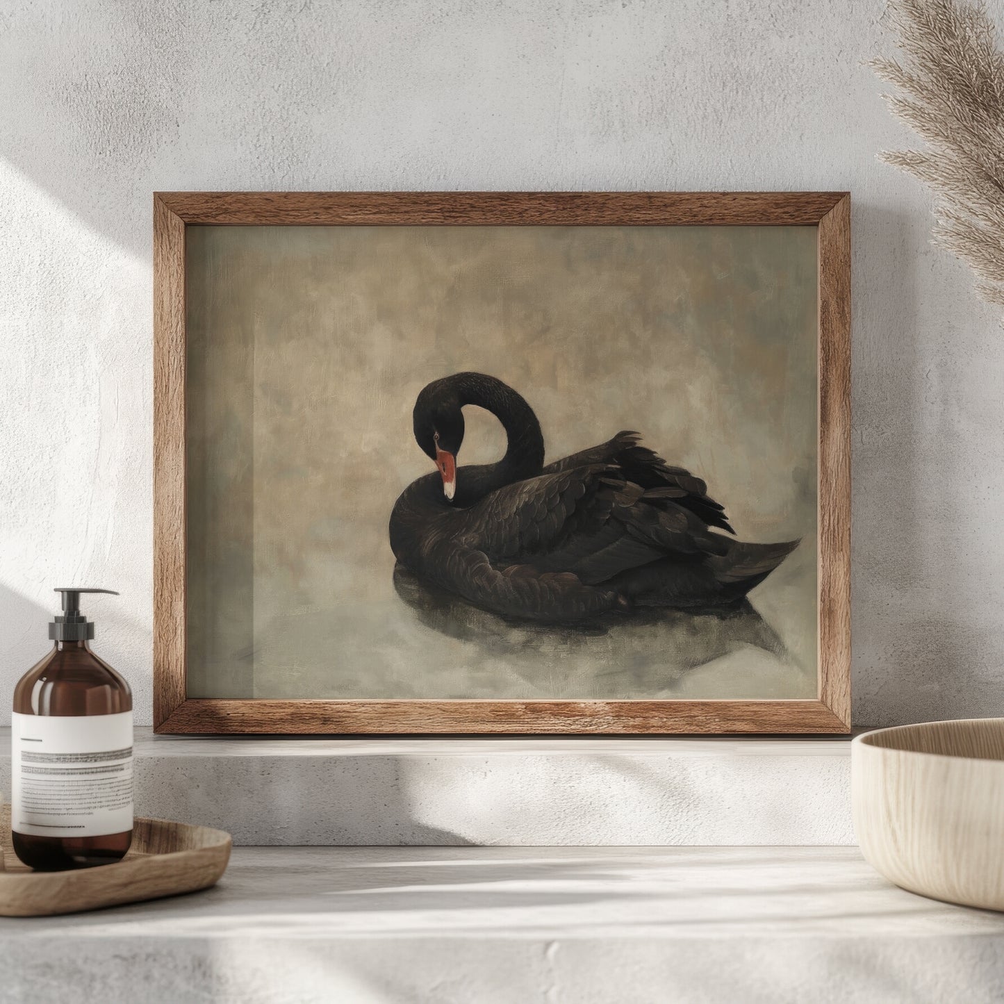 Black Swan Watercolor Painting (Digital Download)