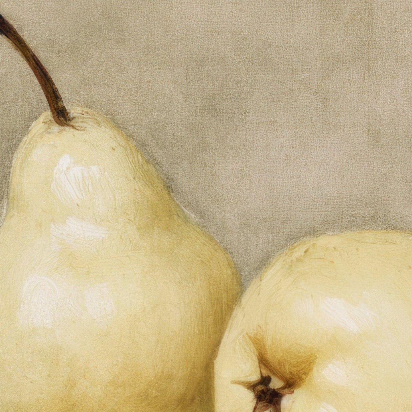 Two pears on a textured beige background