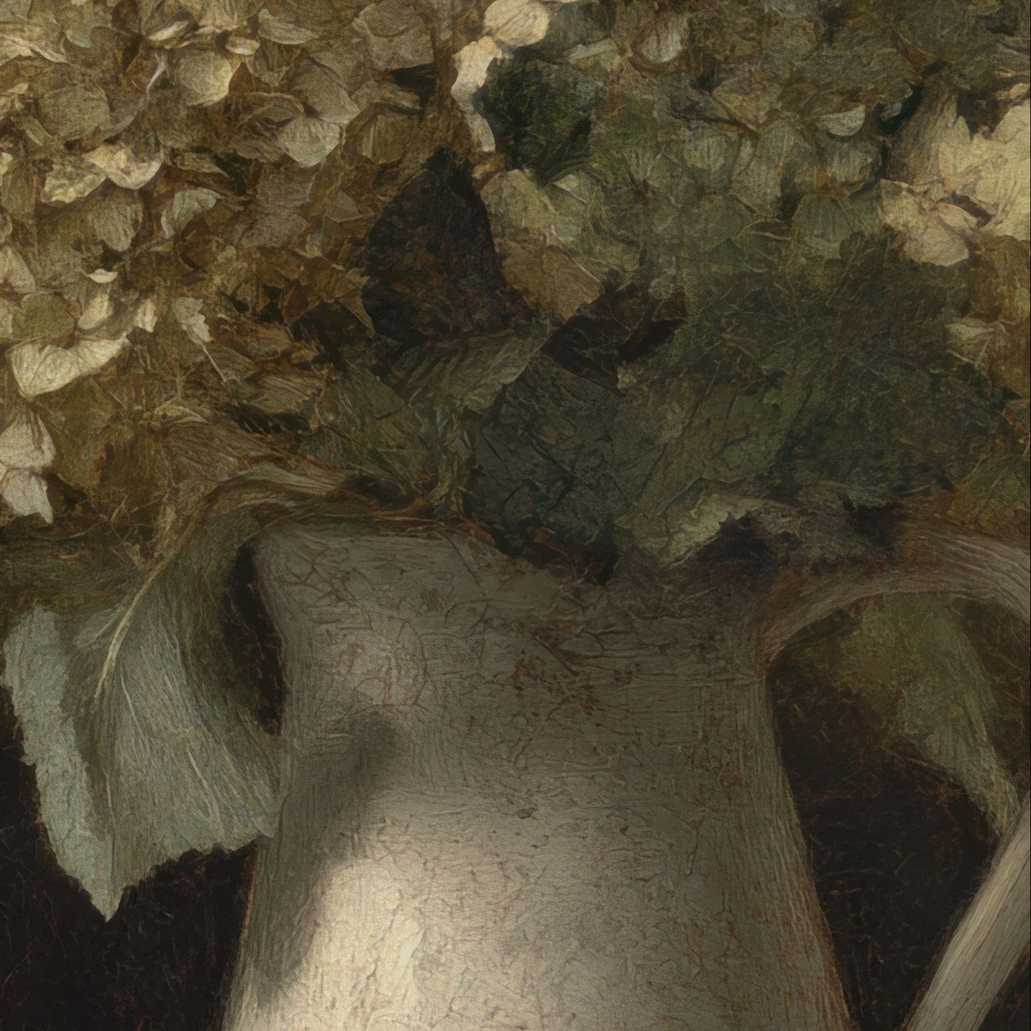 Close-up of a tree with detailed bark and leaves