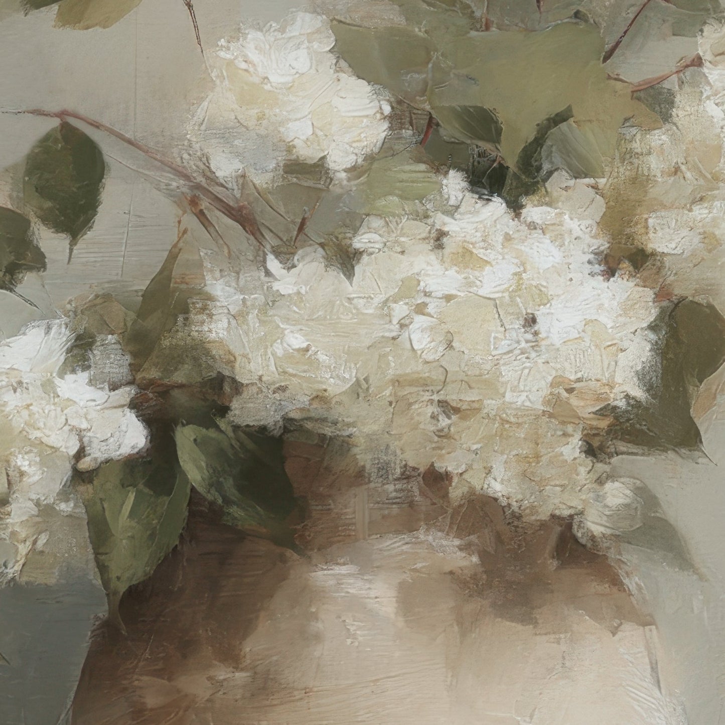 Close-up of white flowers with green leaves on a textured surface