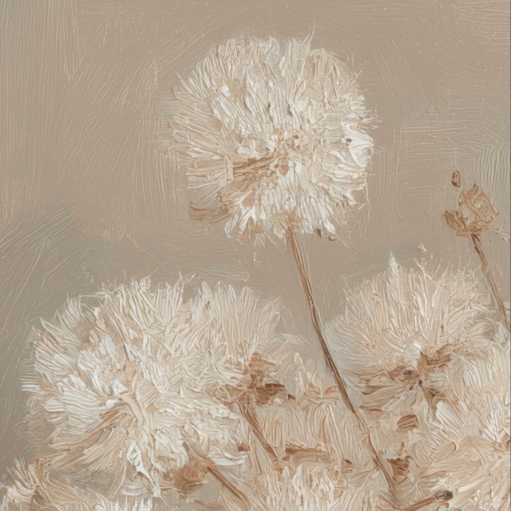 Artistic depiction of dried flowers on a textured beige background