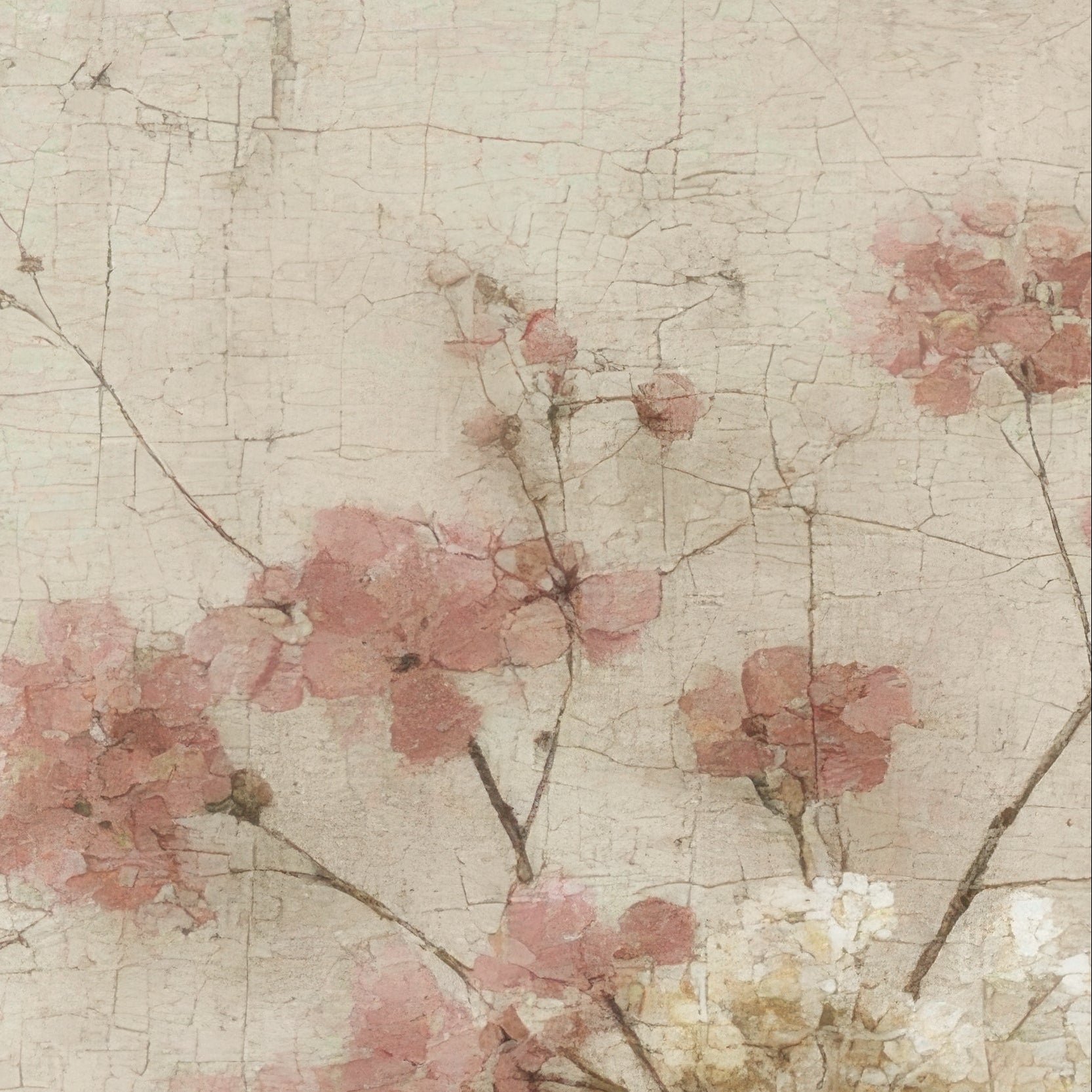 Floral design with pink blossoms on a textured beige background